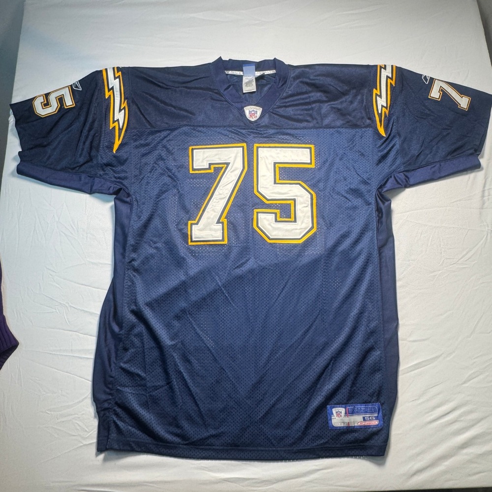 Reebok NFL Equipment San Diego Chargers Marcellus Wiley 75 Jersey Mens 56 Navy